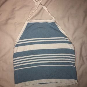Blue and white crop top